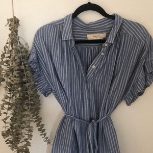 Anthropologie Stripe Chambray Button Down Dress